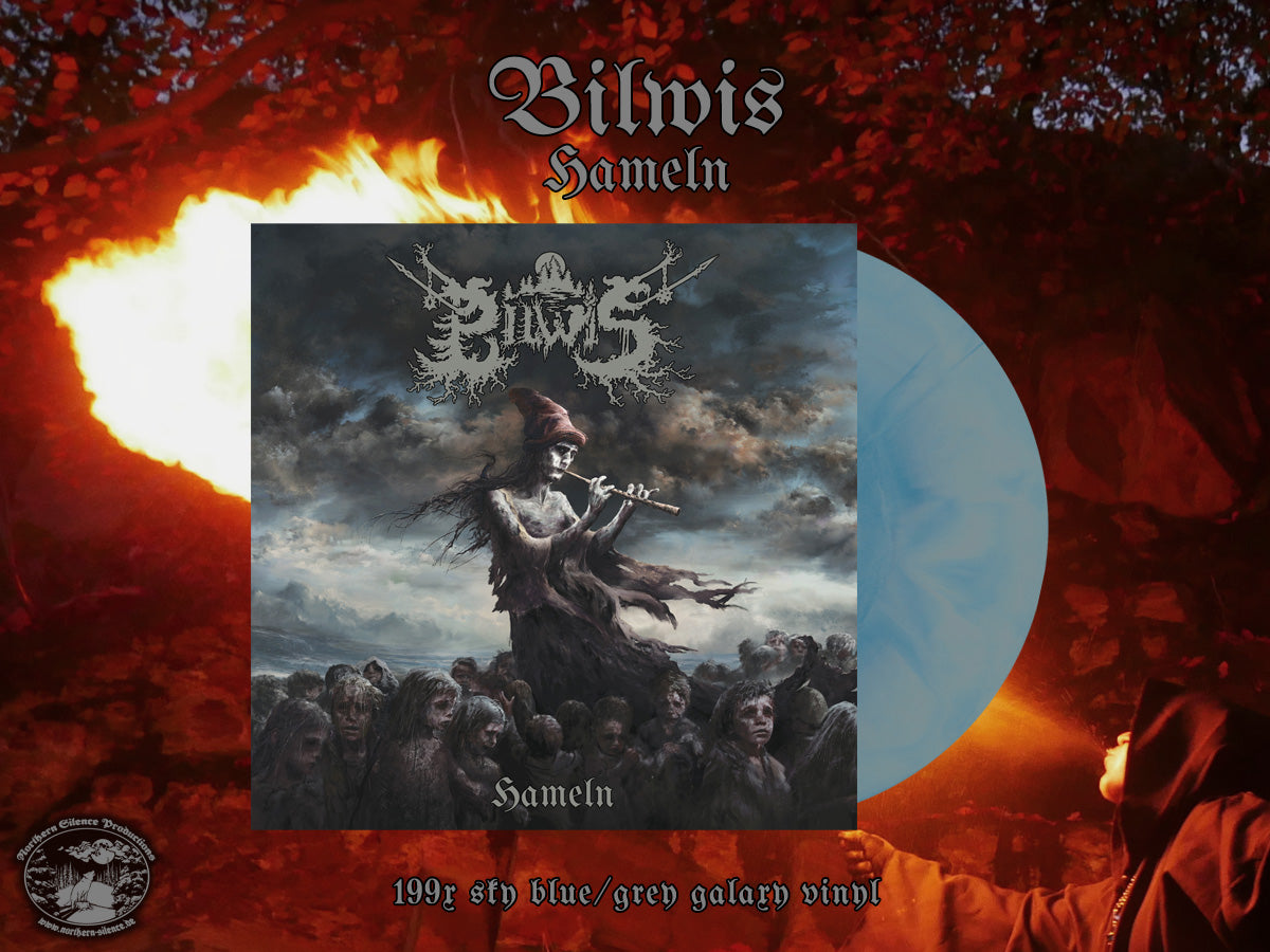 BILWIS "Hameln" vinyl LP, blue vinyl with gatefold jacket and fold out poster, mockup