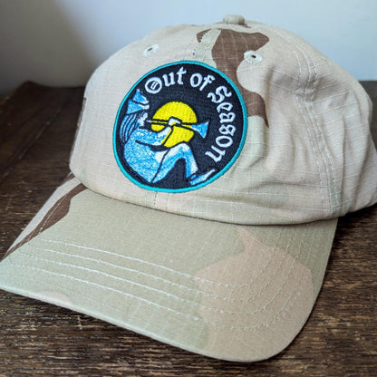 OUT OF SEASON "Bard" Embroidered Dad Hat, desert camo detail