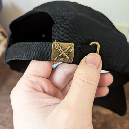 OUT OF SEASON "Bard" Embroidered Dad Hat, black back of hat detail