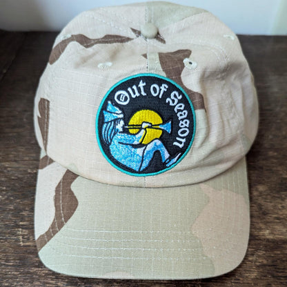 OUT OF SEASON "Bard" Embroidered Dad Hat, desert camo detail