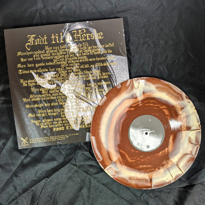 MORTIIS "Født til å Herske" vinyl LP, yellow/brown swirl vinyl color, with printed record jacket, back