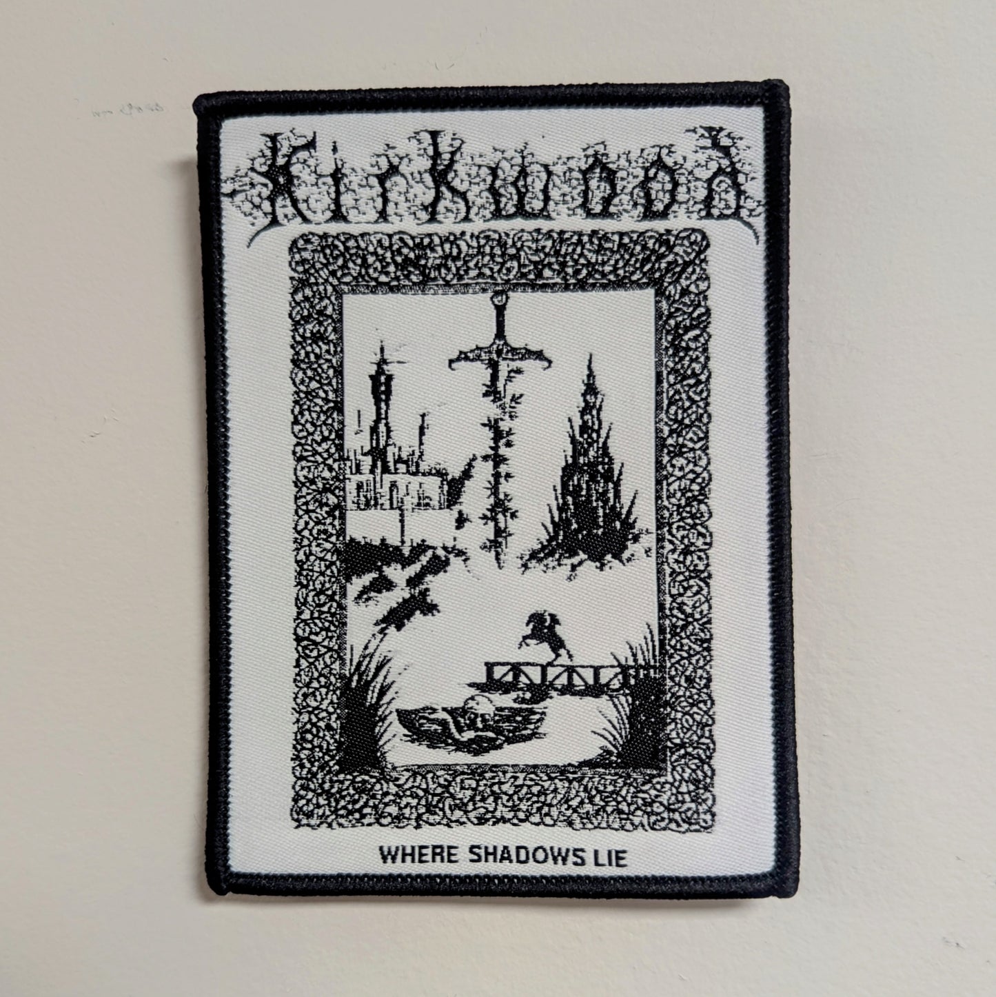 JIM KIRKWOOD "Where Shadows Lie" woven patch (White or Black)