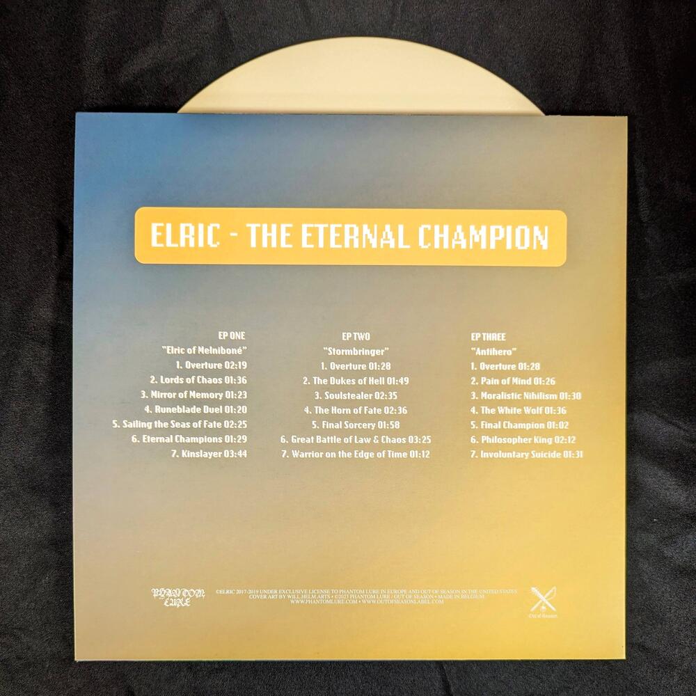 Elric The Eternal Champion vinyl record, yellow vinyl with jacket, back