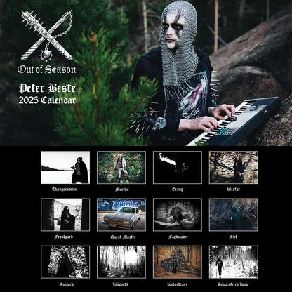 OUT OF SEASON X PETER BESTE 2025 WALL CALENDAR, mockup of front and back of calendar