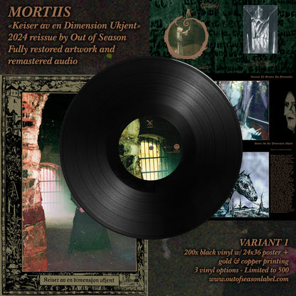 MORTIIS "Keiser Av En Dimension Ukjent" vinyl LP, mockup of black vinyl