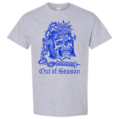 OUT OF SEASON "Skull N' Flail" T-Shirt (Grey w/ Blue, lim.30)