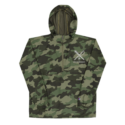 OUT OF SEASON Embroidered Windbreaker Packable Jacket (Champion - Camo or Black)