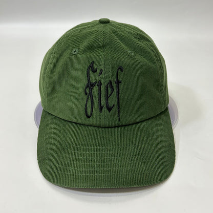 Forest Green corduroy hat with Fief logo in black thread