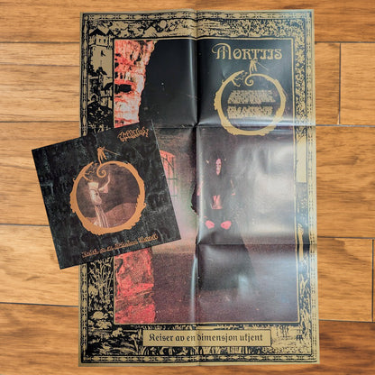 MORTIIS "Keiser Av En Dimension Ukjent" vinyl LP, extra large 24x36" poster insert, gold/copper spot printing