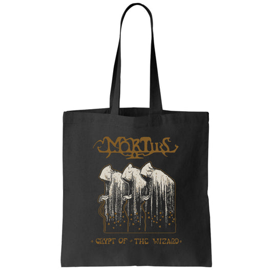 MORTIIS 3NORNS Tote bag, black tote with gold and white print