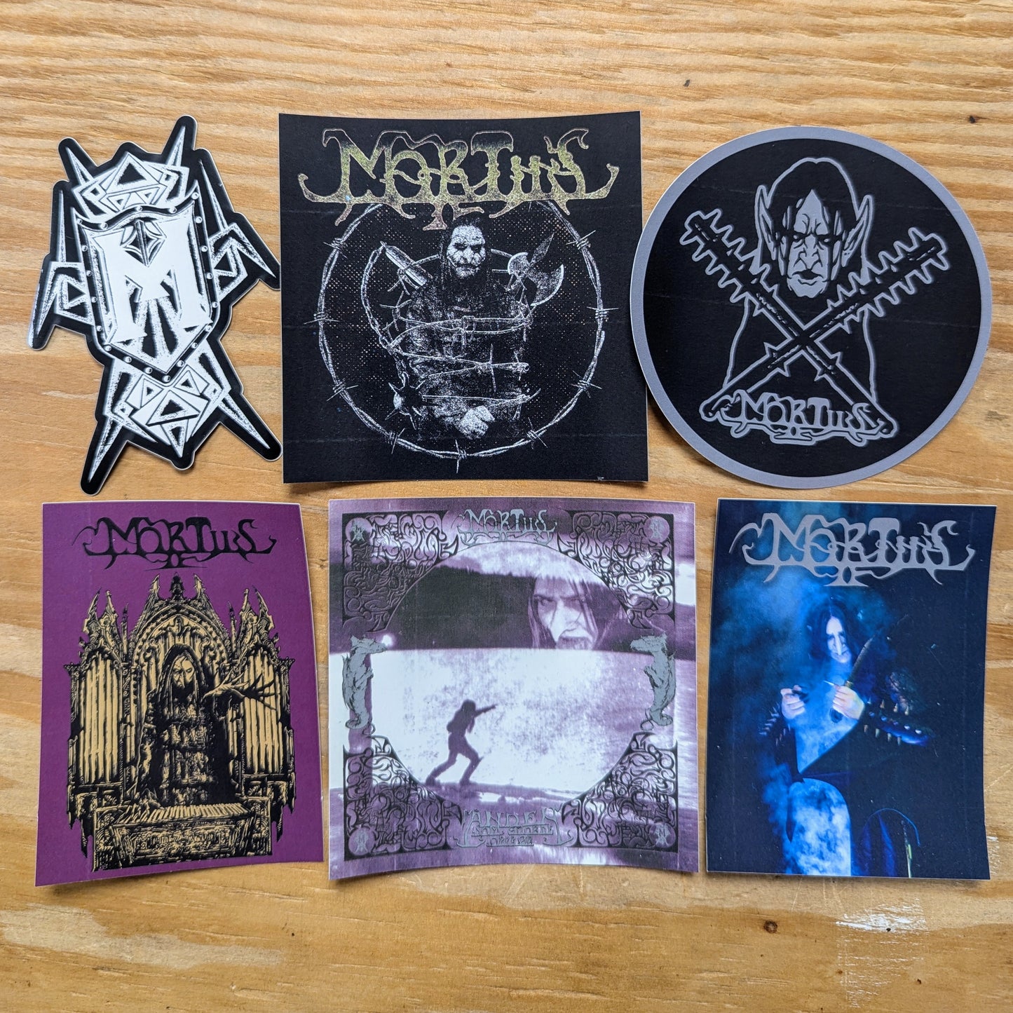 MORTIIS STICKER PACK (set of 6), photo featuring all 6 stickers included in set