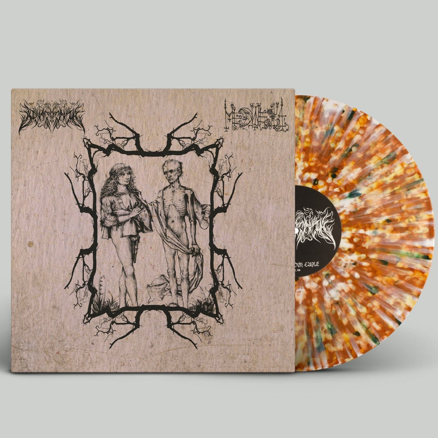 MEDWEGYA / BEHROSTH split Vinyl LP, multicolor splatter vinyl color, with heavy duty printed record jacket