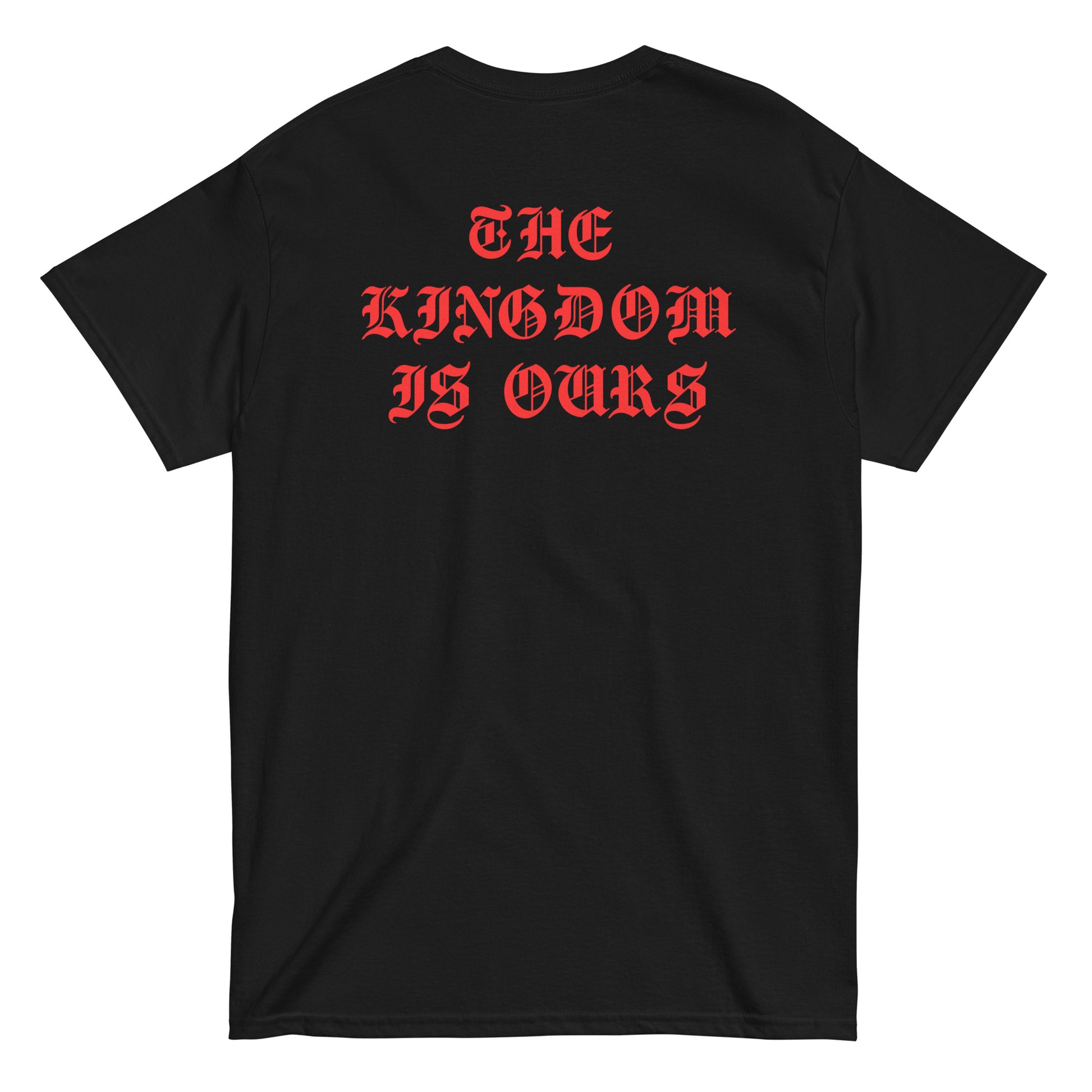 Erang The Kingdom is Ours T-shirt, fellowship, album artwork, multicolor on black shirt, back