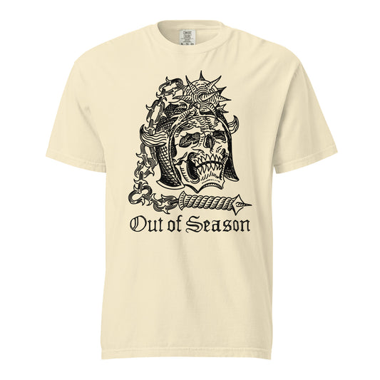 OUT OF SEASON "Skull N' Flail" T-Shirt (Comfort Colors) *Ivory/Moss/White* (EU/WORLD)