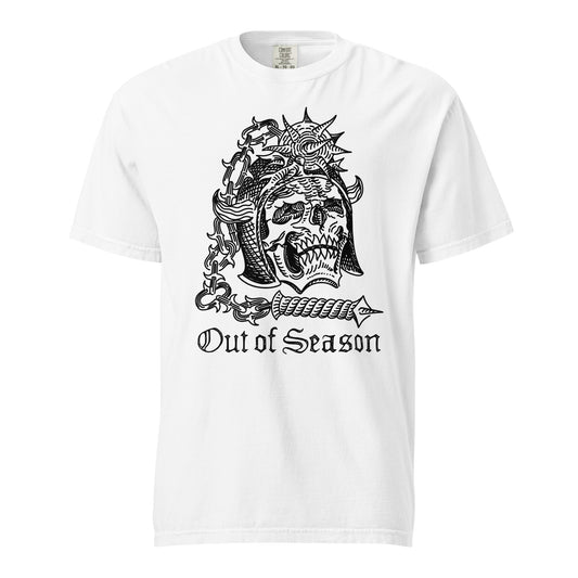 OUT OF SEASON "Skull N' Flail" Premium T-Shirt (Comfort Colors) *EU / UK / WORLD* (Ivory/Moss/White)