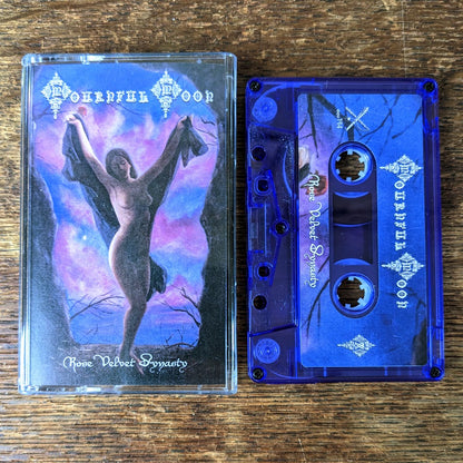 MOURNFUL MOON "Rose Velvet Dynasty" cassette tape, violet tint shell with printed sticker label, Norelco case and printed j-card